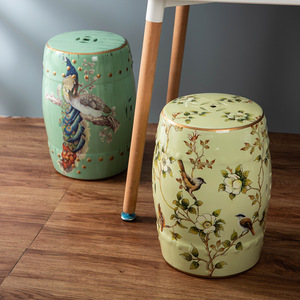 Tabouret de Table Vintage en Céramique avec Fleurs et Oiseaux, Nouveau Tambour Chinois - Product Image 1