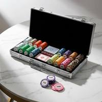 Ensemble professionnel de 500 jetons de poker en argile de 14 g avec étui, jetons de casino Las Vegas Poker Club, ensemble de jetons de jeu lourds