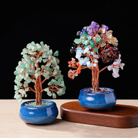 Arbre de la prospérité en cristal naturel, décorations de bureau en porcelaine, base en gravier, fabriqué en Chine, pour mariages et anniversaires