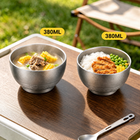 Bol isotherme léger en titane à double paroi avec set de baguettes, personnalisation OEM ODM, pour le camping en plein air