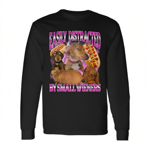 T-shirt à manches longues pour chien teckel, facilement distrait par les petits chiens teckel - Product Image 3