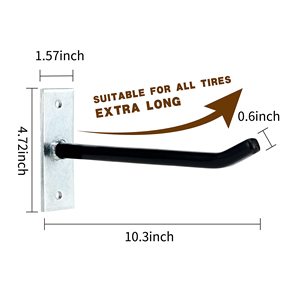 Sistema di stoccaggio pneumatici con ganci <span class=keywords><strong>da</strong></span> garage, 4 pezzi, ganci <span class=keywords><strong>da</strong></span> <span class=keywords><strong>parete</strong></span> con viti e tasselli in metallo - Supporto per pneumatici/cerchioni per auto, nero - Product Image 3