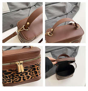 Nouveaux sacs seau pour femme, sacs à bandoulière en cuir PU léopard, sacs à main en cuir PU pour femme avec fermeture éclair - Product Image 2