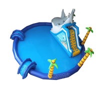 Grande piscine gonflable commerciale d'eau piscine gonflable de toboggan de requin parties extérieures jeu de club bulle humaine à vendre