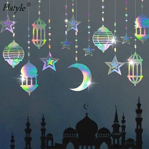 Hstyle 6 pezzi iridescente stella luna lanterna Ramadan ghirlanda olografica EID decorazione <span class=keywords><strong>casa</strong></span> felice Ramadan decoro - Product Image 2