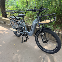 Vélo cargo électrique 24 pouces avec cadre en aluminium, panier avant, autonomie 50-55 km, 7 vitesses, batterie lithium 48V 15AH de marque, moteur moyeu arrière, freins à disque hydrauliques