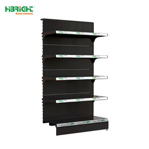 Estantería Metálica Negra para Exhibición en Supermercados, Estantería de Ranuras para Tiendas Minoristas, Tiendas de Abarrotes y Tiendas de Conveniencia - Product Image 1