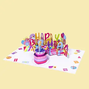 Benutzer definierte 3d Pop-up Geschenk Grußkarten für Geburtstags musik Happy Cake Cards Blow Up Candle