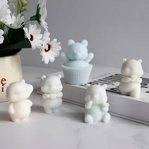 Home Decor Use cup cake Candle Mould Aromatherapy Candle Making Materials Wax Mould Muffin Cup Bear Candle