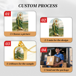 Giveluck thép không gỉ 18K mạ vàng Christian cửa mặt dây chuyền men màu đỏ có thể mở ra di tích Mề đay cho tùy chỉnh Saint bible câu - Product Image 4