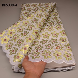 2022 Mới Nhất Màu Xanh Lá Cây Organza Ren Vải Pháp <span class=keywords><strong>Net</strong></span> Cutwork Ren Thêu Organza Phi Nigeria Ren Cho Đám Cưới Mô Hình Ngôi Sao - Product Image 4