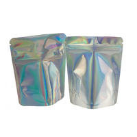 Pochette Mylar Holographique Personnalisée Refermable Anti-Odeur et Anti-Enfants, 3,5 oz (1/8 oz), 4x5 Pouces, avec Fermeture Ziplock, pour Aliments Gélifiés