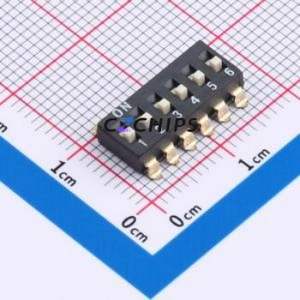DSIC-06-LS-GER DIP Switch SMD Switch Flat Toggle, Raised Type Single Pole Single Throw 6 2.54mm - Product Image 1