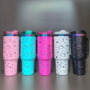 Customizable Cartoon KT 40oz Double Wall Stainless Steel Thermal Tumbler Mug with Laser Engraving Handle Straw-for Presents - Product Image 3