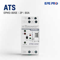 EPEPRO EPM3-80SE 2P 80A Commutateur de transfert automatique ATS Monophasé Double Alimentation Commutateur de transfert automatique/manuel Rail DIN