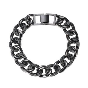 Pulsera de Cadena <span class=keywords><strong>Cubana</strong></span> con Incrustaciones de Diamantes de Imitación para Hombre y Mujer, Joyería de Cadena Dorada, Plateada y <span class=keywords><strong>Negra</strong></span> - Product Image 4