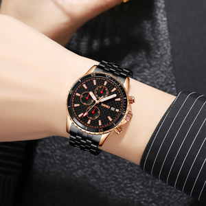 Reloj cronógrafo de lujo para hombre, reloj de pulsera deportivo de acero inoxidable, esfera taquimétrica con fecha, reloj resistente al agua hasta 30M - Product Image 2