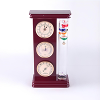 Jam Dinding Desain Art Deco dengan Mesin Quartz, Bingkai Kayu, Peramal Cuaca, Termometer Galileo, Higrometer, dan Barometer