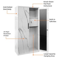 Armoires à deux portes battantes personnalisables en acier imprimé métallique, armoires amovibles avec miroir pour la maison, meubles de chambre à coucher