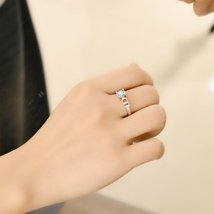 Letter <b>Ring</b> With Zircon Inlay Adjustable <b>Opening</b> Women's Jewelry Gift - Product Image 2