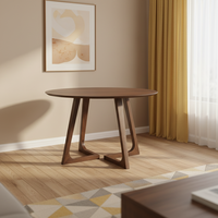 Table de salle à manger, table basse, table de poker, console, table d'appoint, table de thé, en bois massif, ronde, 120 cm, couleur noyer américain, style moderne STG Custom