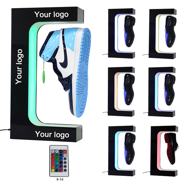 Magnetic Levitating Floating Shoe Display with RGB Lighting and Remote Control