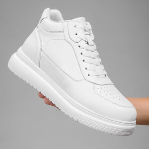 รองเท้าเพิ่มความสูงแบบซ่อน 8 ซม. รุ่นใหม่ประจำฤดูใบไม้ร่วง แฟชั่นลำลองสำหรับผู้ชาย หนังวัวแท้ พื้นหนา ตาข่าย EVA ชั้นกลาง พื้นรองเท้าแบบสปอร์ต สีขาว - Product Image 3