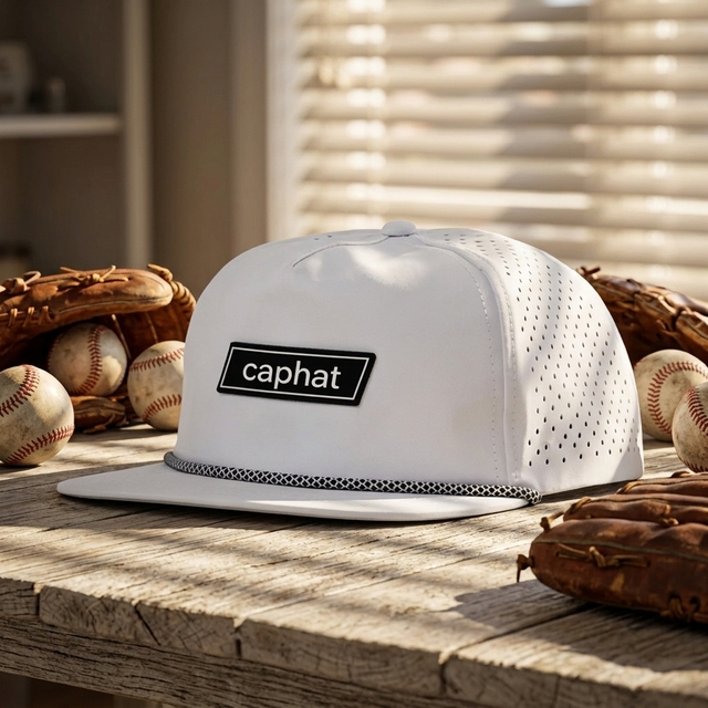 Custom Embroidery Patch logo High Quality Unstructured 5 Panel Flat Bill Snapback Hat Quick Dry Nylon Rope a Frame Baseball Cap