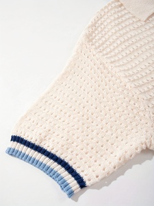 Pull en maille à col en V personnalisé décontracté avec logo, 100% coton, design uni, pull en maille à manches courtes pour homme, été - Product Image 5