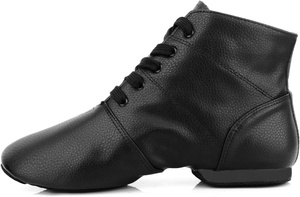 Foralod Bottes <span class=keywords><strong>de</strong></span> jazz noires à lacets avec fermeture éclair et semelle souple pour femmes et filles - Product Image 4