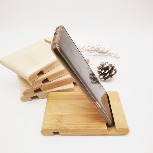 2025Custom Desktop Eco-friendly Bamboo Phone Holder Custom logo Phone Holder Wooden Waterproof Phone Holder