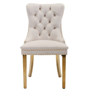 Silla de comedor acolchada de terciopelo Adecuada para sala de estar balcón restaurante y cafetería Respaldo abotonado lujoso y cómodo - Product Image 4