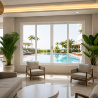 Ventana Corredera de Aluminio Moderna con Función Insonorizante, Diseño Minimalista, Ventanas Corredizas de Vidrio Grandes Personalizadas para Jardín Exterior de Villa