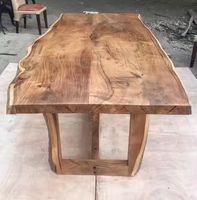 Well Amérique du Sud table en noyer forme vivante naturelle bord supérieur table à manger en dalle de bois de pin