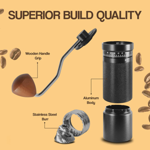 Moulin à café manuel avec 60 niveaux de réglage pour presse française, café filtre, expresso, meule conique en acier inoxydable de 48 mm - Product Image 3