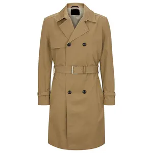 Alta Qualidade Homens Trench Coat Inverno Moda Casual Casaco de Inverno Ponto Colar Entalhado Lapelas Repelente de Água Trench Coat Com Cinto