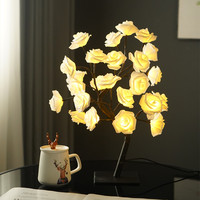 Fête décorations pour la maison fleur veilleuse arbre USB fée ornement 24 Led artificielle Rose fleur arbre lumière saint valentin cadeau