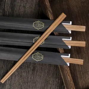 Biodegeadable Twin Disposable Japanese Sushi Carbonize Paper Wrapped Bamboo Chopsticks In Bulk