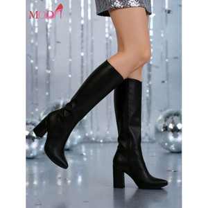 Bottes mi-mollet pour femmes, matériau TPU, talon de 7 cm, plateforme, tendance de la mode, bottes classiques pour les vacances - Product Image 4