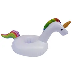 זול בעלי החיים Unicorn פלמינגו עיצוב PVC שחייה בריכה צף מתנפח לשתות מחזיק כוס תחתיות