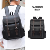 Sac à dos unisexe 13 pouces style coréen simple 2025 en cuir PU, fermeture éclair, écologique, classique, résistant à l'eau, pour ordinateur portable et voyage en avion