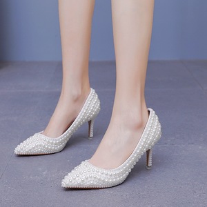 Tacchi a spillo di grandi dimensioni 7cm <span class=keywords><strong>Off</strong></span>-<span class=keywords><strong>White</strong></span> perla da sposa da <span class=keywords><strong>donna</strong></span> scarpe da sera da sposa con punta eleganti sandali con tacco - Product Image 3