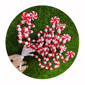 100 Pcs 11.4 Inch Christmas Tree Picks Decoração Sinos De Natal Curly Pick Red White Lollipop Candy Cane Topper Da Árvore De Natal