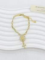 Bracelet ajustable en cuivre avec mini-breloques en émail en forme de crème glacée et perles de verre bleues, vente en gros pour cadeau