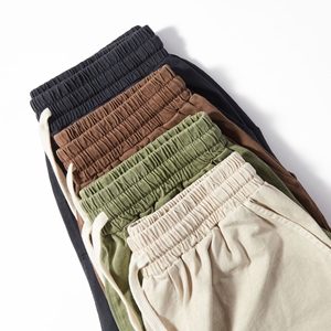 Mùa hè không co rút 230 gram giặt màu cổ để làm thiết kế dây rút cũ phong cách mới của nam giới vẫn có thể mặc ngắn - Product Image 4