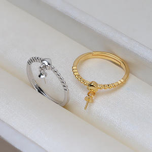 Componentes de Joyería para Mujer, Anillo de Perlas Abierto de Plata S925, Base Vacía Semiterminada para DIY, Accesorios 227 - Product Image 2