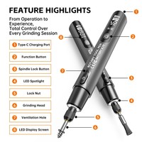 Kit de stylo de gravure électrique sans fil, outil rotatif à chargement Type-C avec accessoires pour le polissage, le perçage et la sculpture