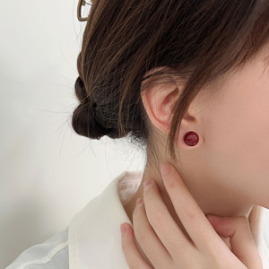 S925 Sterling <b>Silver</b> <b>Stud</b> Earrings Cherry Red 6mm 8mm 10mm 12mm Anchor Design Everyday Wear - Product Image 2