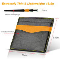 Portefeuille pour cartes en cuir PU grainé avec logo personnalisé, porte-cartes RFID, porte-cartes de crédit, grain de litchi, portefeuille fin minimaliste pour hommes et femmes