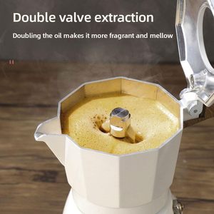 Cafetière Moka en aluminium à double valve, machine à expresso vintage, cafetière 6 tasses, cafetière d'extérieur avec poignée en bois - Product Image 3